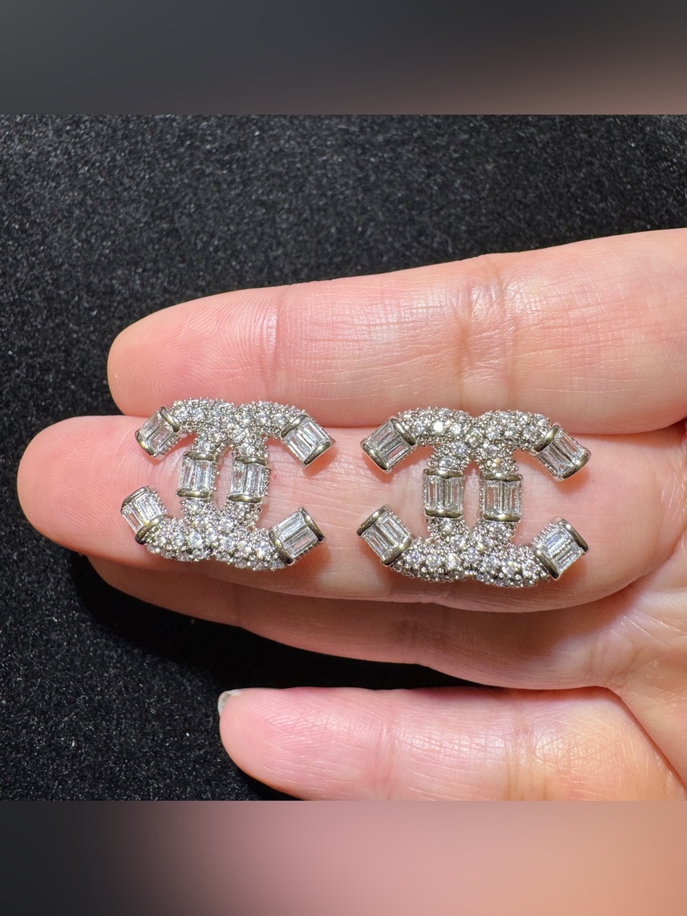 S925 Posts CZ Baguette Logo Stud Earrings
